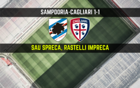 CALCIO, Cagliari convincente in trasferta, Sampdoria bloccata (1-1): Sau spreca, Rastelli impreca