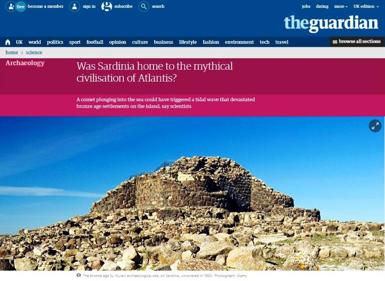 Un articolo del giornale inglese “The Guardian Weekly”: La Sardegna era la casa della mitica civiltà di Atlantide?